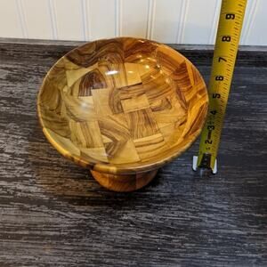 Beautiful Multicolor Wooden Pedestal Decorative Bowl